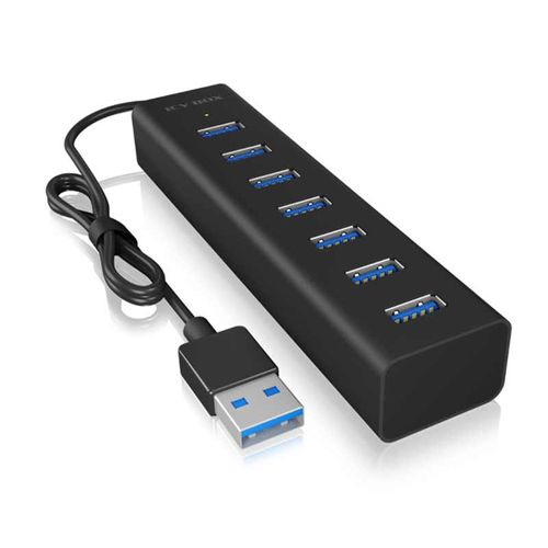 Hub 7port Icy Box Aktiv Mit Netzteil Aluminium Black