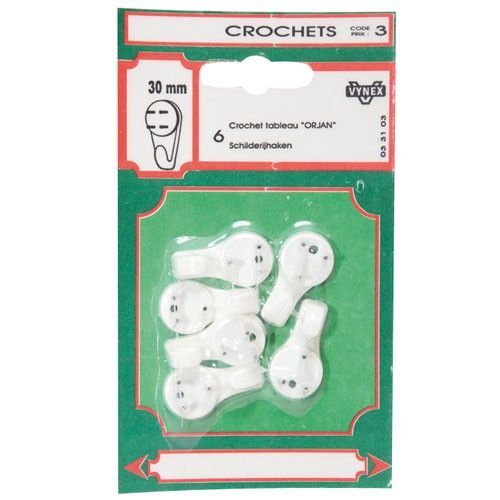 Crochet tableau béton - lot de 6 - 30 mm
