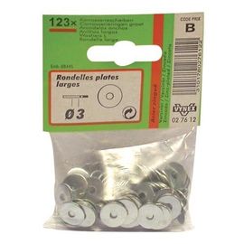 Rondelle plate large - acier zingué - D: 6 mm