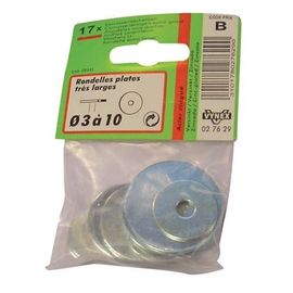 Rondelle - plate large - acier zingué - D: 3-4-5 mm