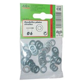 Rondelle - plate étroite - acier zingué - D: 6 mm