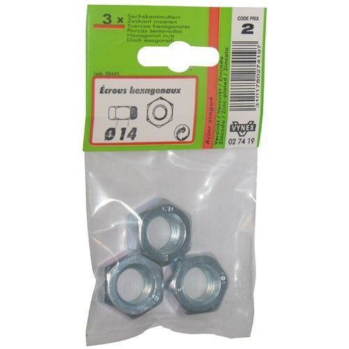 Ecrou hexagonale acier zingué - D: 14 mm