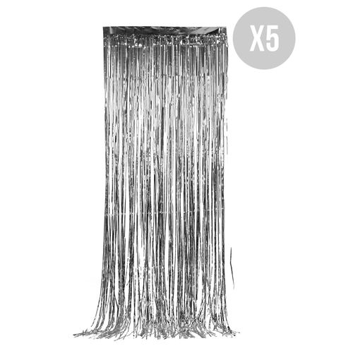 Pack De 5 Rideaux Scintillants Argentés