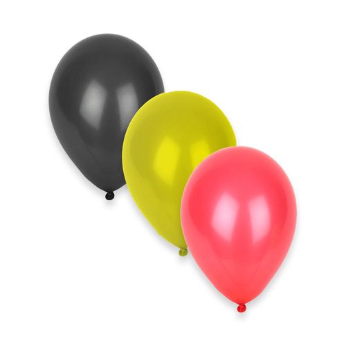 100 Ballons Noir Jaune Rouge 30 Cm
