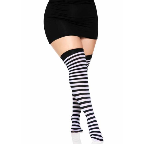 Bas À Rayures Noires Et Blanches Grande Taille Femme - Taille: Xl/2xl (48-52)