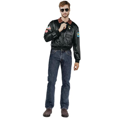 Veste De Pilote D'avion Noire Adulte - Taille: Small