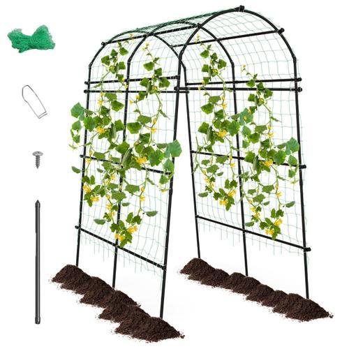 Arche De Jardin En Métal 230 Cm Pour Plantes Grimpantes Treillis Pour Concombres Revêtu Pe Décoration Pour Commémoration Fête D'anniversaire Noir Helloshop26 20_0007677