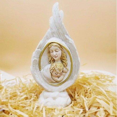 Statue De La Vierge Marie Et De La Nativité De L'enfant, Ornement En Résine, Avec Ailes D'ange