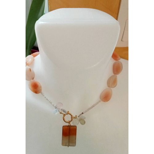 Collier Sexy En Agate Rubanée Pasteque