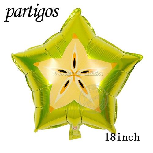 18inch Carambole - 1 Pièces Fruits Légumes Ballons Summer Party Décor Fraise Ananas Pastèque Ballon Hélium Hawaï Party Décor De Fruits Tropicaux