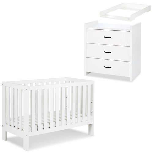 Amelia Ii Ensemble Bébé Commode À Langer Et Lit Évolutif 120x60 Blanc Sans Tiroir