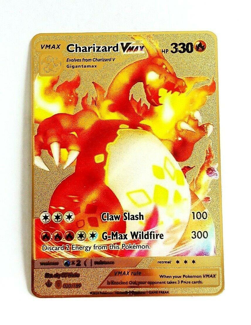 Carte Pokémon Dracaufeu Charizard Vmax 020/189 Ténèbres Embrasées Métal OR⭐️ 