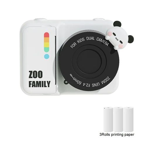 Appareil Photo À Impression Instantanée Pour Enfants,Appareil Photo Numérique Pour Enfants,Écran 3.0 Pouces,Vidéo 1080p,Photo,Cadeau D'anniversaire Pour Enfants,Filles,Garçons - Type Panda 3rolls