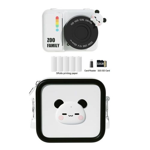Appareil Photo À Impression Instantanée Pour Enfants,Joli Sac Initié,Écran 3.0 "",Vidéo 1080p,Photo Numérique,Cadeau Pour Enfant Fille Et Garçon - Type Panda 5r 32g Bag