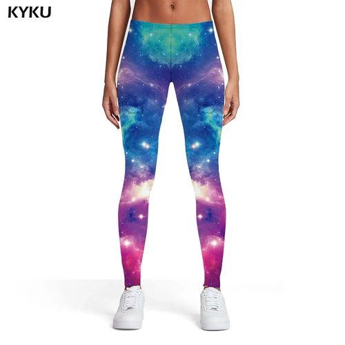 Kyku-Leggings Galact Pour Femmes,Pantalon Imprimé Nébuleuse,Sport Spatial,Coloré,Imprimé 3d,Décontracté,Slim,Crayon,Été