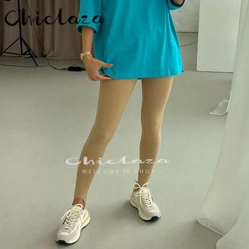 Chiclaza-Leggings Artificiel Astiques Noirs Pour Femme,Pantalon Slim Basique,All-Match,Taille Haute,Vintage,Décontracté,Femme,Printemps,Automne,2022