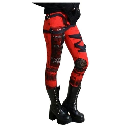 Leggings Gothiques Punk Pour Femmes,Pantalons Élastiques Assiste,Culbuteur Hip Hop,Taille Haute,Distmurcia