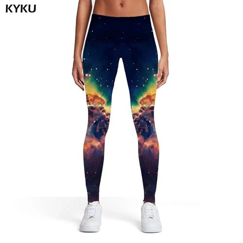 Kyku-Leggings Galact Pour Femmes,Pantalon Imprimé Nébuleuse,Sport Spatial,Coloré,Imprimé 3d,Décontracté,Slim,Crayon,Été