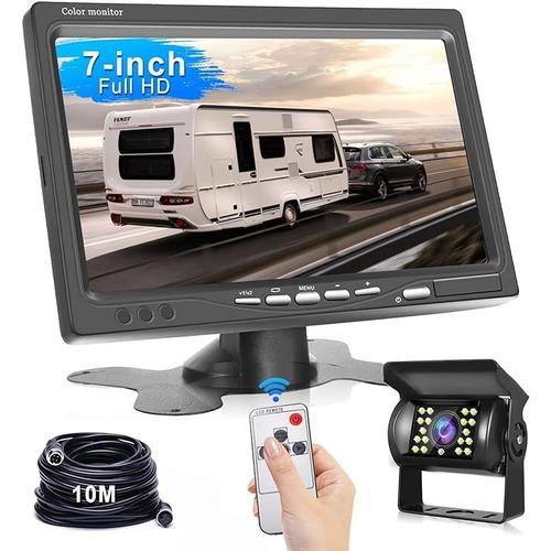 Podofo Kit Caméra De Recul Câble 10m Avec Écran Lcd Tft 7 Pouces Kit Aide Au Stationnement Voiture Étanche Ip69 Vision Nocturne Pour Suv Camion Van Rv Voiture Installation Facile Dc 12-24v