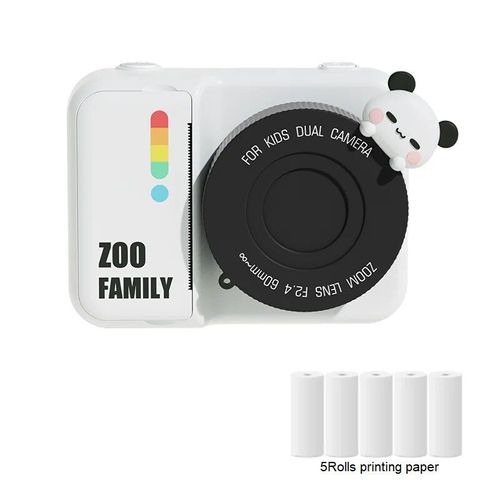 Appareil Photo À Impression Instantanée Pour Enfants,Appareil Photo Numérique Pour Enfants,Écran 3.0 Pouces,Vidéo 1080p,Photo,Cadeau D'anniversaire Pour Enfants,Filles,Garçons - Type Panda 5rolls