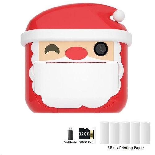 Appareil Photo instantané pour enfants,2.4 pouces,1080P,vidéo numérique,avec papier imprimé,jouets,cadeau d'anniversaire - Type Red 5 Rolls 32G