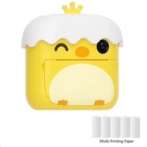 Appareil Photo instantané pour enfants,2.4 pouces,1080P,vidéo numérique,avec papier imprimé,jouets,cadeau d'anniversaire - Type Yellow 5 Rolls