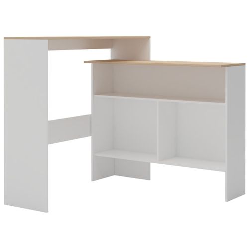 Table De Bar Avec 2 Dessus De Table Blanc Et Chêne 130x40x120cm Yueyinnkeji