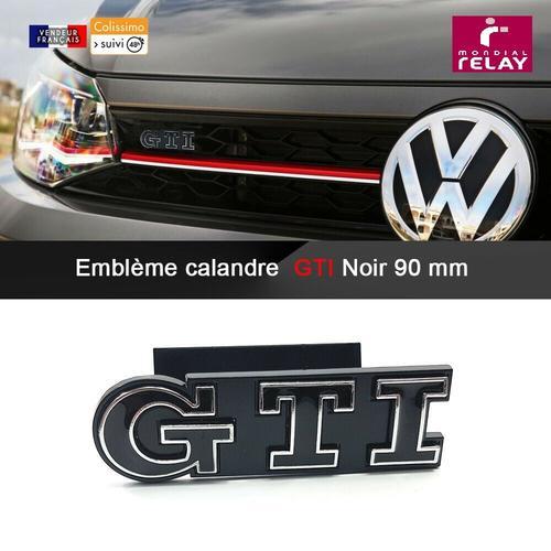 Emblème Avant Calandre Gti Noir Silver 90mm Pour Volkswagen Golf Polo