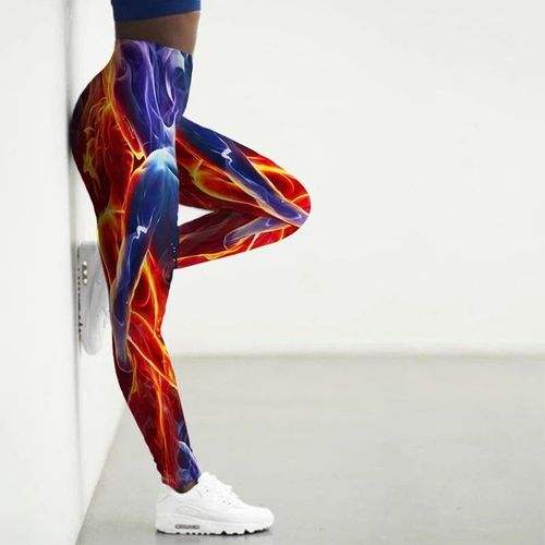 Leggings De Sport Femmes 3d Numérique Enquêter Imprimé Collants Yoga Pantalon Flamme Gym Vêtements Femme Workout Leggins Dames Xs-8xl