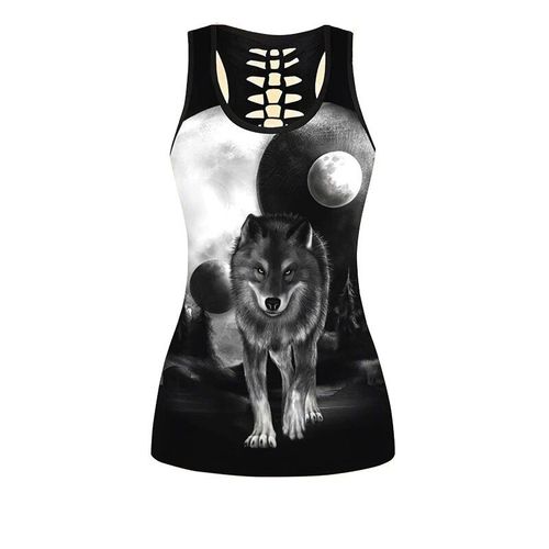 Été Femmes Mode Tigre Doldave Loup Tatouage Imprimé Dehors Yoga Imbibé Commandé Pantalon/Leggings Et Out Précieux Haut Ensemble Xs-8xl