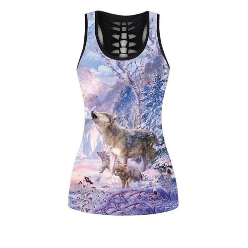 Été Femmes Mode Tigre Doldave Loup Tatouage Imprimé Dehors Yoga Imbibé Commandé Pantalon/Leggings Et Out Précieux Haut Ensemble Xs-8xl