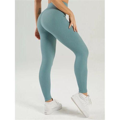 Leggings De Yoga Côtelés Pour Femmes,Collant De Sport,En Tricot Sans Couture,Pantalon De Gymnastique Blanc,Slim,Entraînement,Fitness,Push-Up