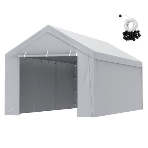 Toile D'auvent De Rechange Abri De Voiture-Vevor-6,1x3 M, Bâche De Garage Paroi Latérale, Imperméable Et Protégée Contre Uv,Gris