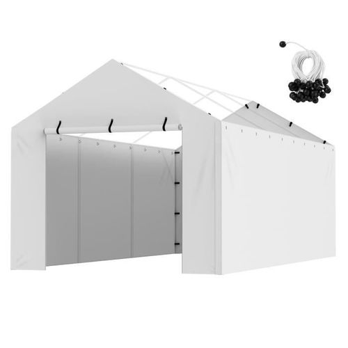 Toile D'auvent De Rechange Abri De Voiture-Vevor-6,1x3 M, Bâche De Garage Paroi Latérale, Imperméable Et Protégée Contre Uv,Blanc
