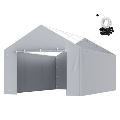 Toile D'auvent De Rechange Abri De Voiture-Vevor-6,1 X 3,7 M, Bâche De Garage Paroi Latérale-Imperméable Protégée Contre Uv, Gris