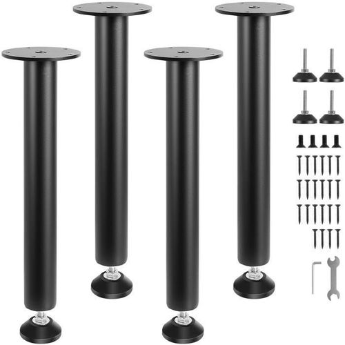 Pied De Table - Vevor - 4pcs Pied De Bureau Basse Meuble En Acier Massif Réglables 406,4 Mm Noir