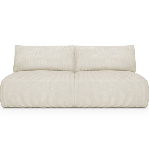 Canapé Convertible 3 Places En Velours Côtelé Beige