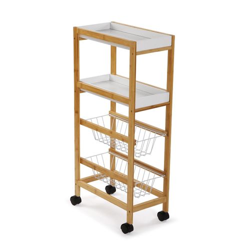 Chariot De Cuisine Desserte En Aggloméré Effet Bois Blanc
