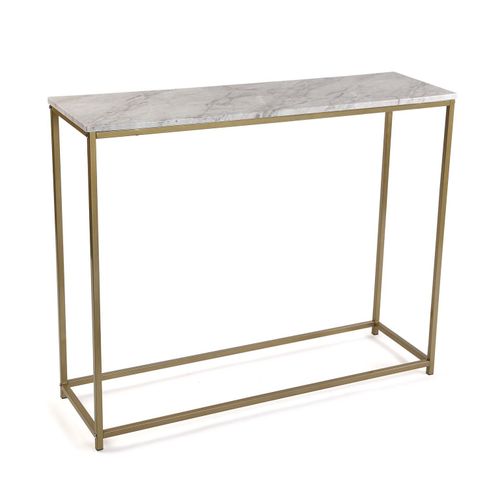 Console D'entrée En Aggloméré (Effet Bois) Et Métal Doré