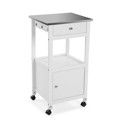 Chariot De Cuisine Desserte En Aggloméré Effet Bois Blanc Et Marron