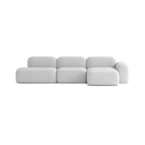 Canapé D'angle Modulable 5 Places En Tissu Gris Clair