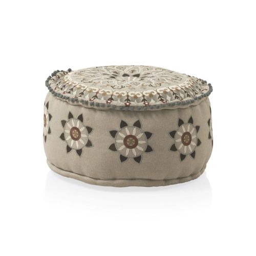Pouf Rond En Textile Diamètre 55 Cm Lin
