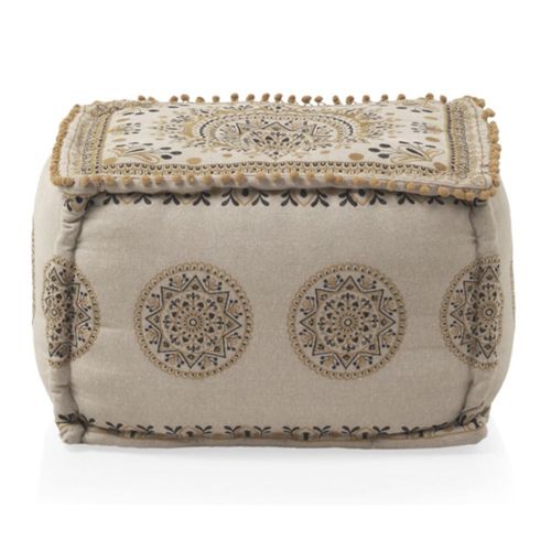 Pouf Rectangulaire En Textile Coloris Lin