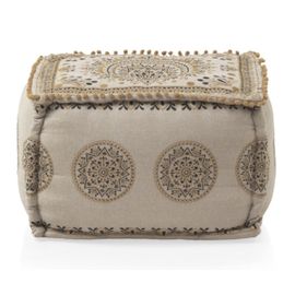 Pouf Rectangulaire En Textile Coloris Lin