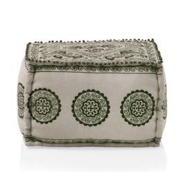 Pouf Rectangulaire En Textile Coloris Lin