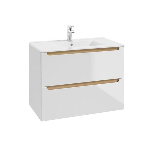 Meuble Vasque Encastrée 2 Tiroirs Stratifiés Blanc