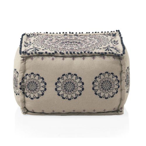 Pouf Rectangulaire En Textile Coloris Lin