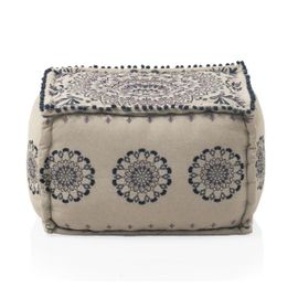 Pouf Rectangulaire En Textile Coloris Lin