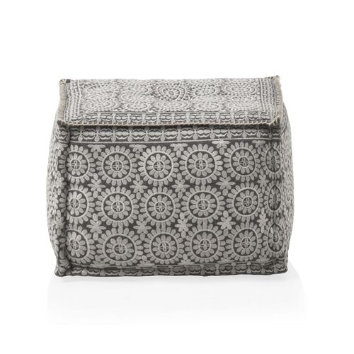 Pouf Rectangulaire En Textile Coloris Gris