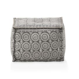 Pouf Rectangulaire En Textile Coloris Gris